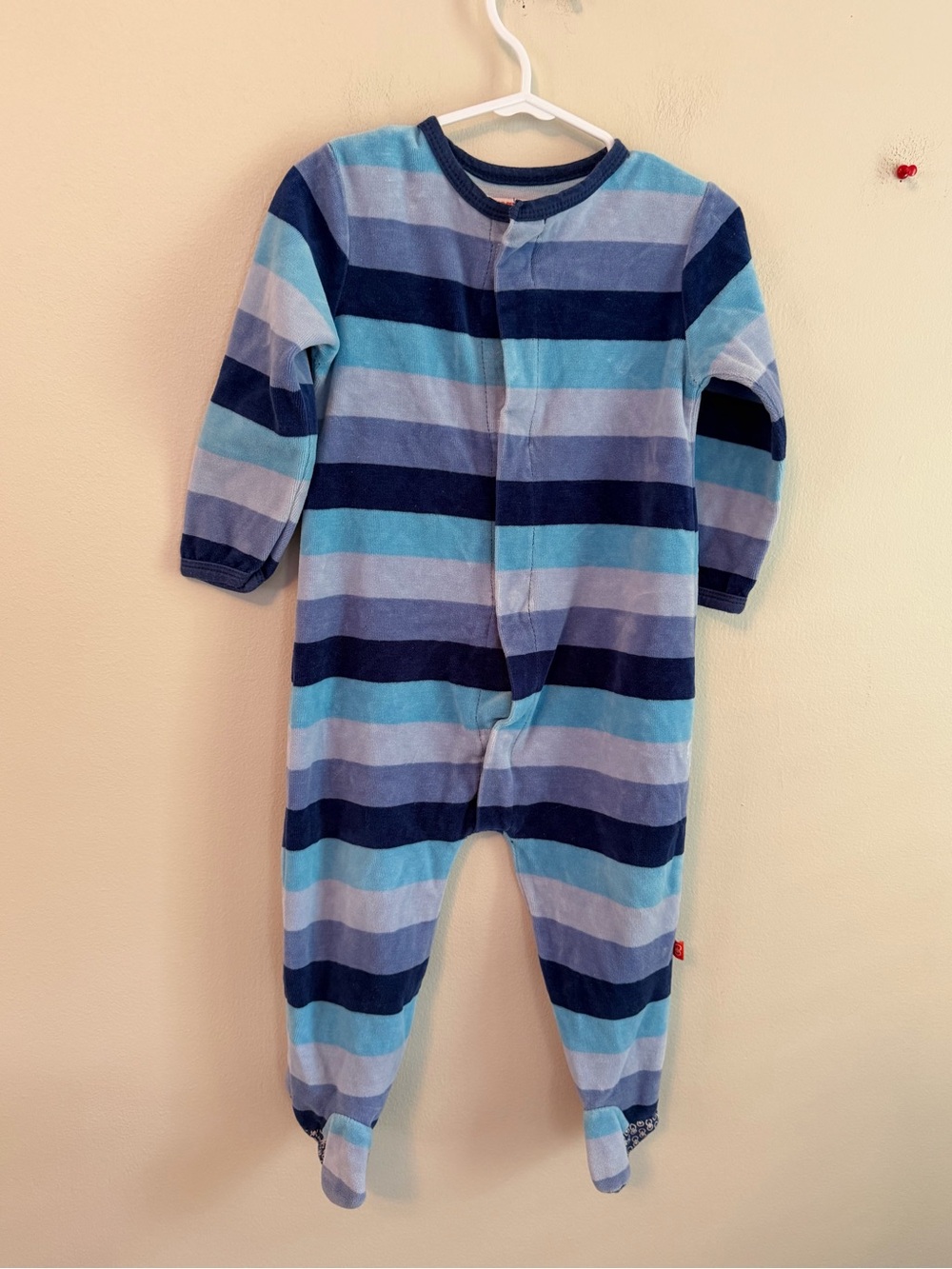 Magnetic Me Striped Blue Kids One-Piece Footed Pajamas